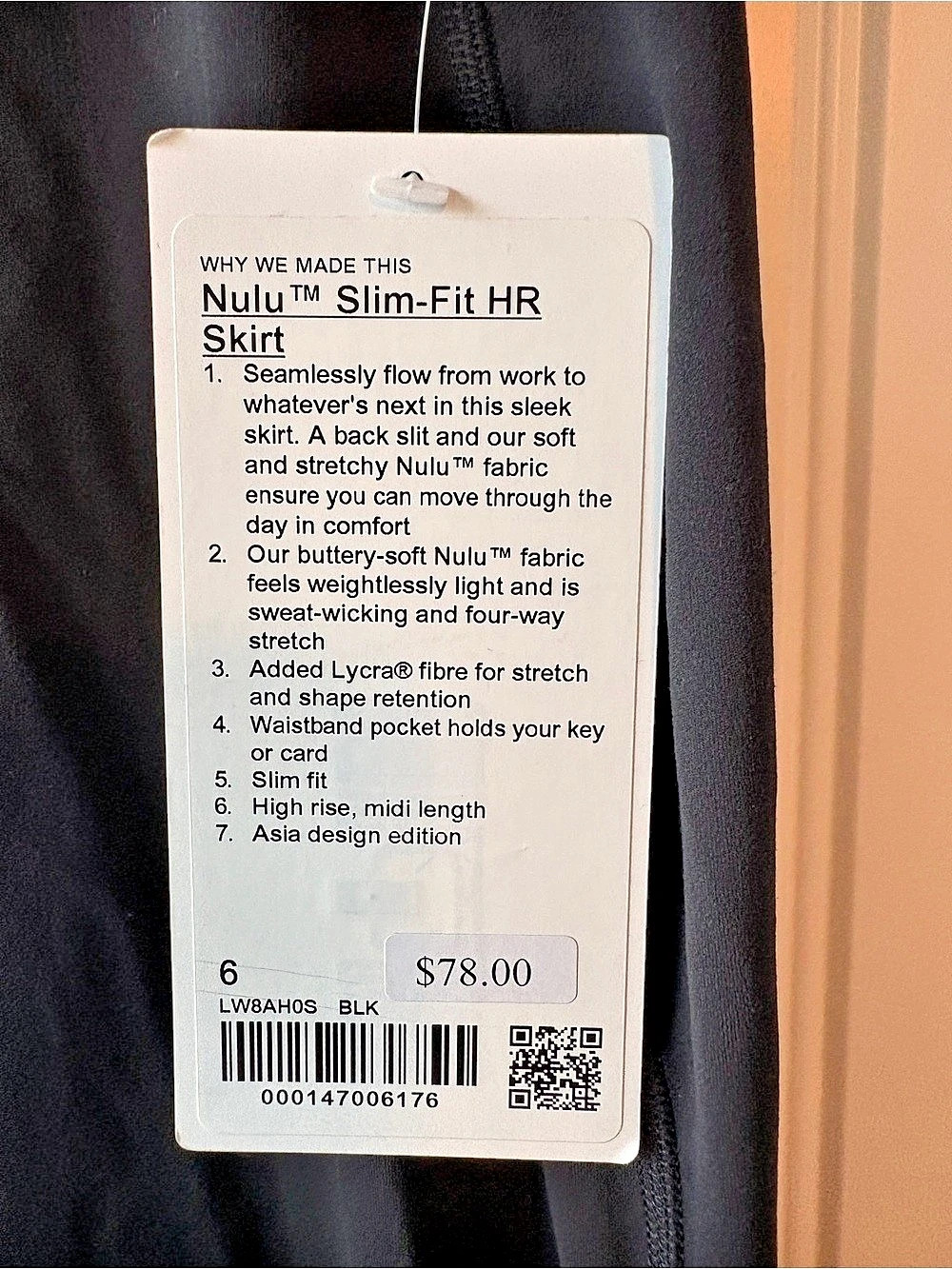 lululemon Nulu™ Slim-Fit HR Skirt Black Midi Skirt Size 6 NWT - Picture 7 of 7